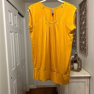Yellow Scoop Neck Women's Top